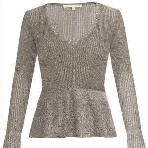 Veronica Beard Esmeralda peplum v-neck sweater